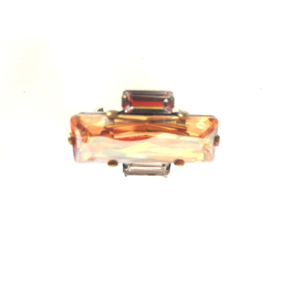 DANNIJO Paula light amber crystal Rectangle Brss ring Sz 5 NWOT $195 - Picture 2 of 8